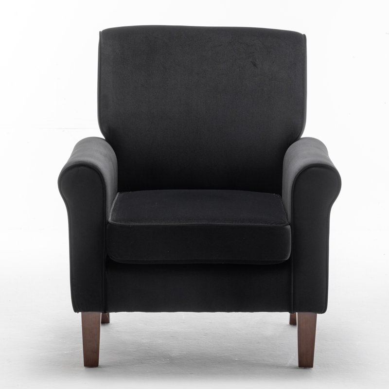 Kentin Velvet Armchair, Black 100% Polyester