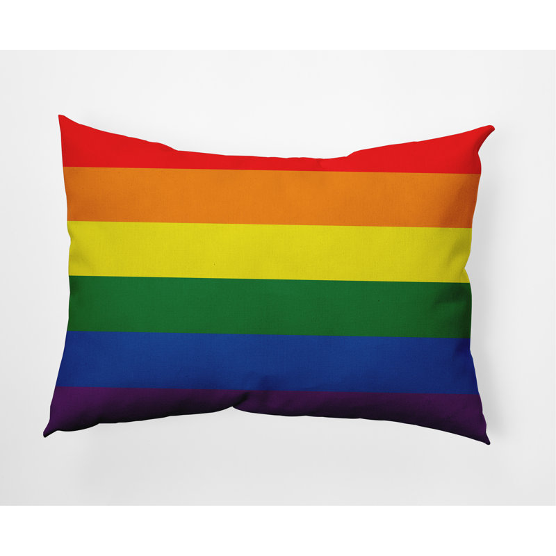 Striped Reversible Throw Pillow, Rainbow
