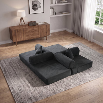 78.8" Compression Convertible Floor Sofa Bed, Comfy Futon Sleeper with Pillow Back Support & Armrest for Living Room Bedroom