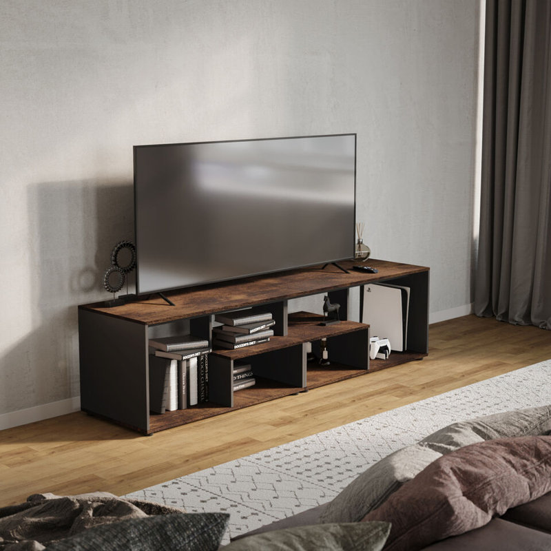 Sester Solid Wood Coffee Table with Storage, Rustic Brown/Black