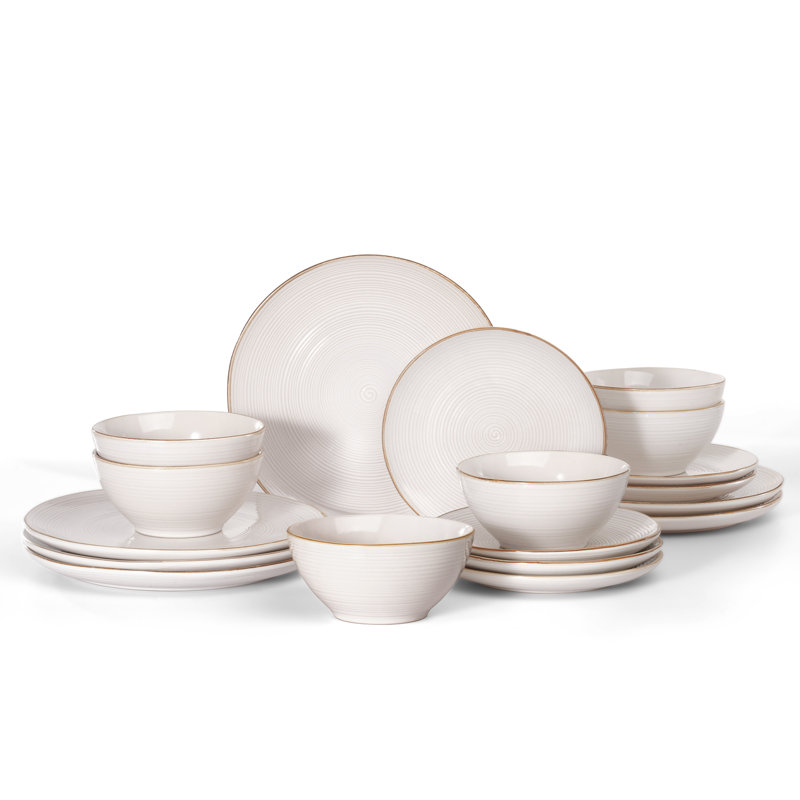 Piece Stoneware Dinnerware Set - Service for 6, Antique White