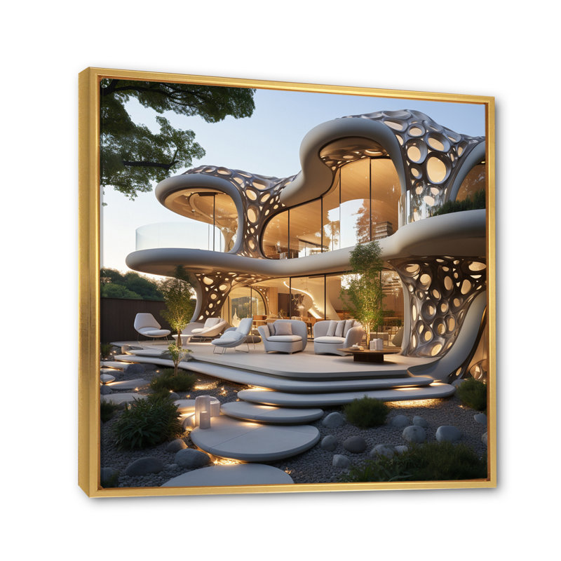 California Dream House IV - Cityscapes Wall Art Prints, H 30 po x l 30 po x P 1 po, Cadre flottant doré