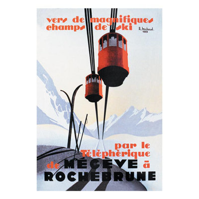 Skiing and Tram by Paul Ordner Vintage Advertisement on Wrapped Canvas