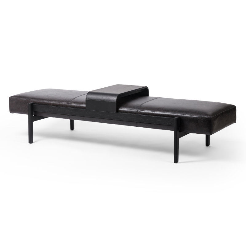 Fawkes Upholstered Bench, Sonoma Black, Brushed Ebony
