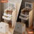 3-in-1 Multifunctional Vanity Set with Three-Color LED Mirror, Sliding Drawers and Hidden Storage Stool,White-1064027167