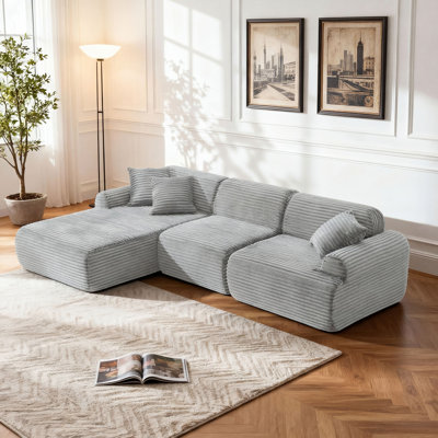 Canapé modulaire en velours côtelé gris antique, salon moderne