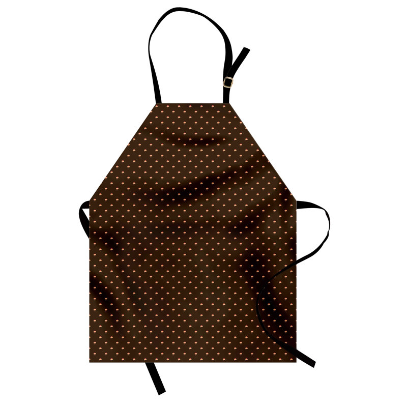 Tablier abstrait de préparation et de saveur unisexe, motif de petits cœurs, taille adulte, brun beige, corail foncé