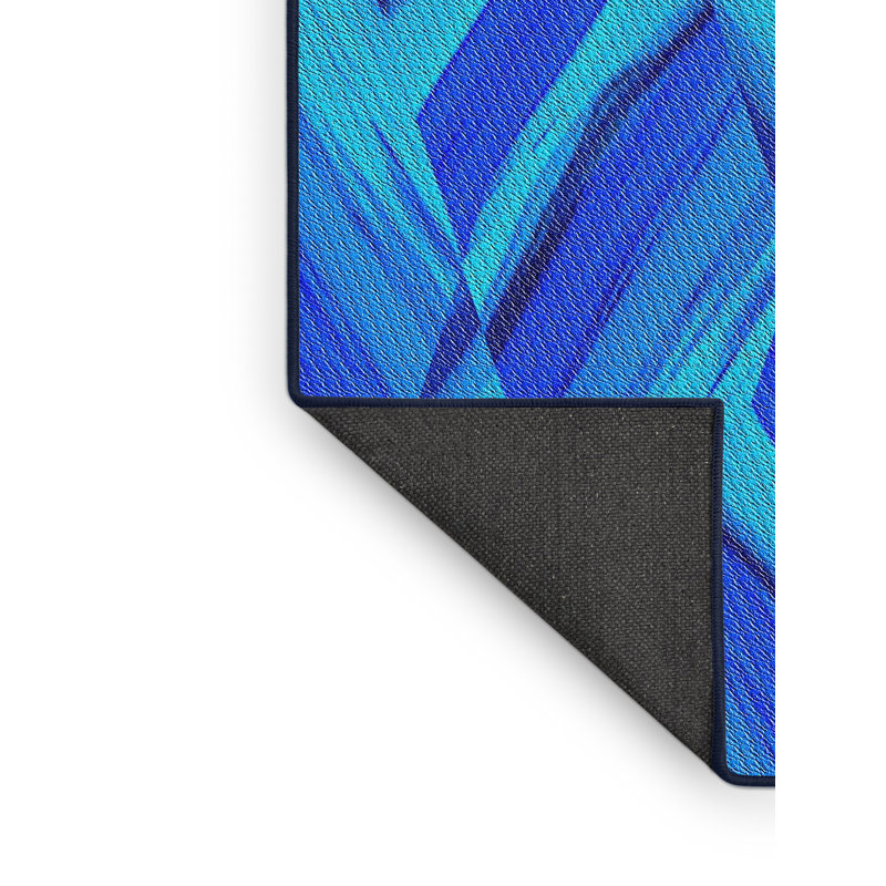 Tapis décoratif bleu royal géométrique, Rectangle 2 pi x 3 pi