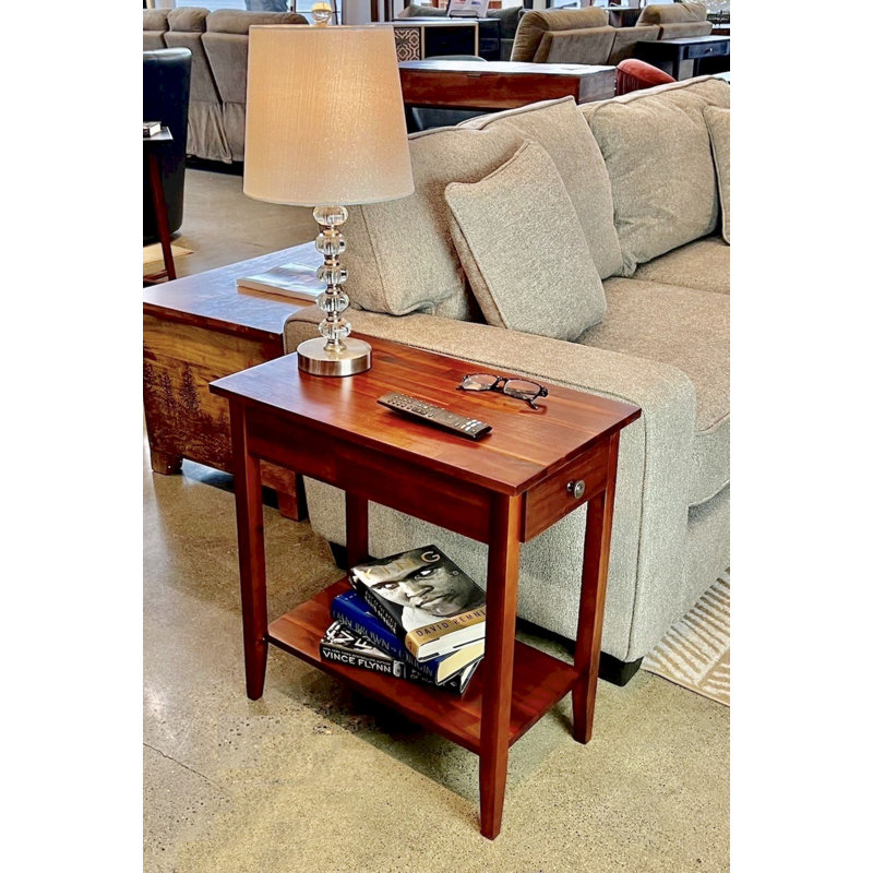 Aiydan Solid Wood End Table with Storage, Mahogany