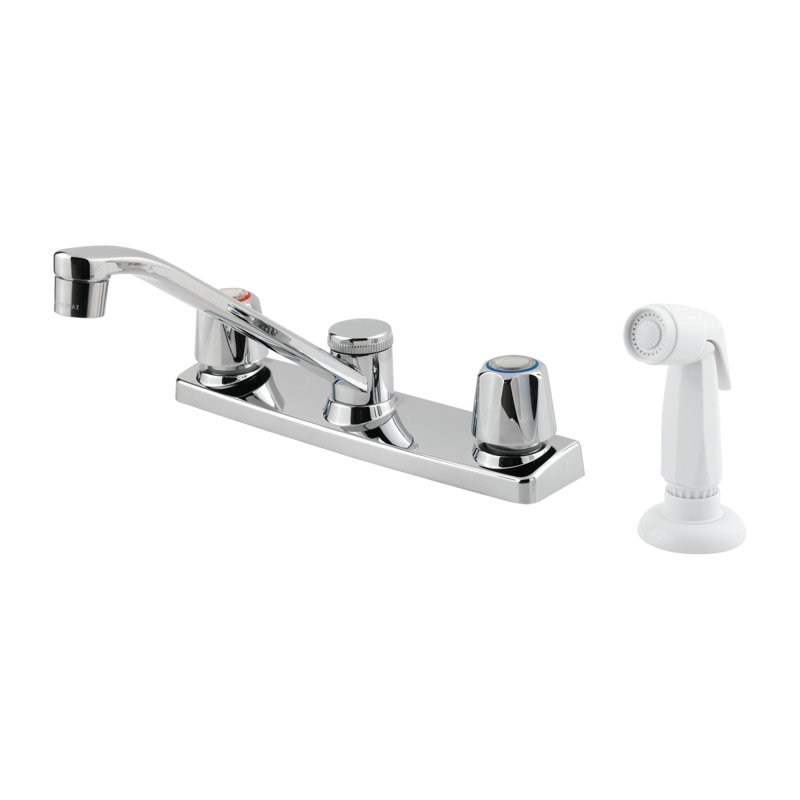 Pfirst Series Double Handle Kitchen Faucet, Stainless Steel