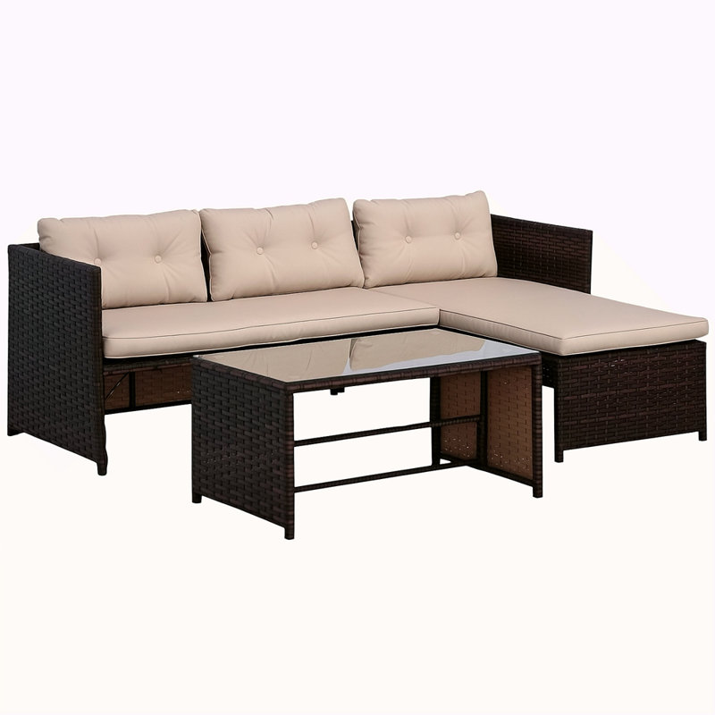 Patio Furniture Set, Rattan Outdoor Sofa Set, Beige