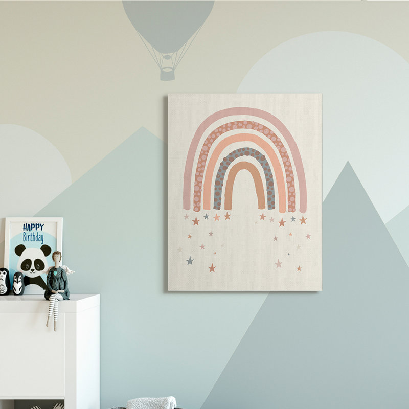 Letendre, désert, arc-en-ciel, étoiles filantes, beige, rose, Toile tendue, H 48 po x l 36 po x P 1,5 po
