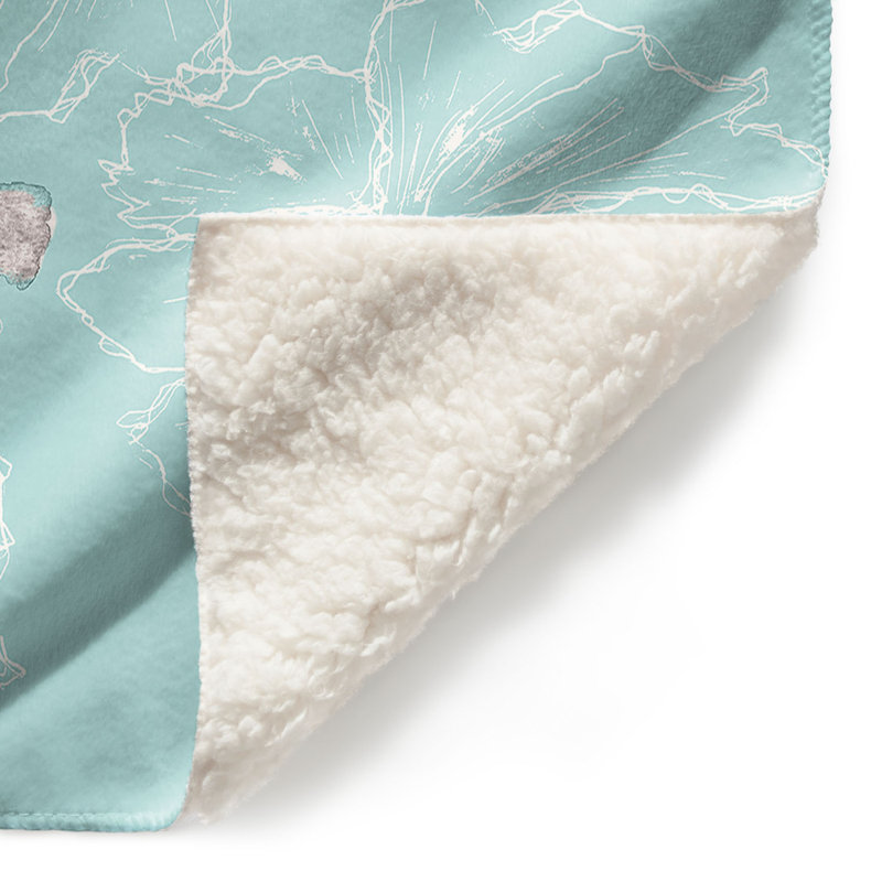 Couverture de sherpa turquoise doux papillon anemone, l 68 po x L 80 po