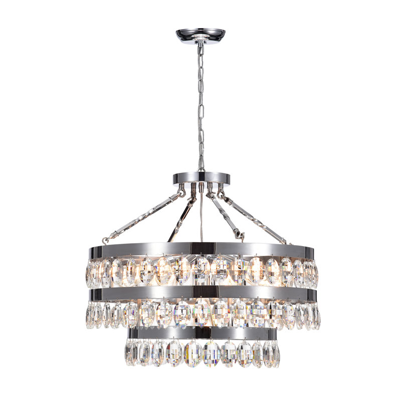 Lustre en cristal 7 niveaux Georglana, Chrome
