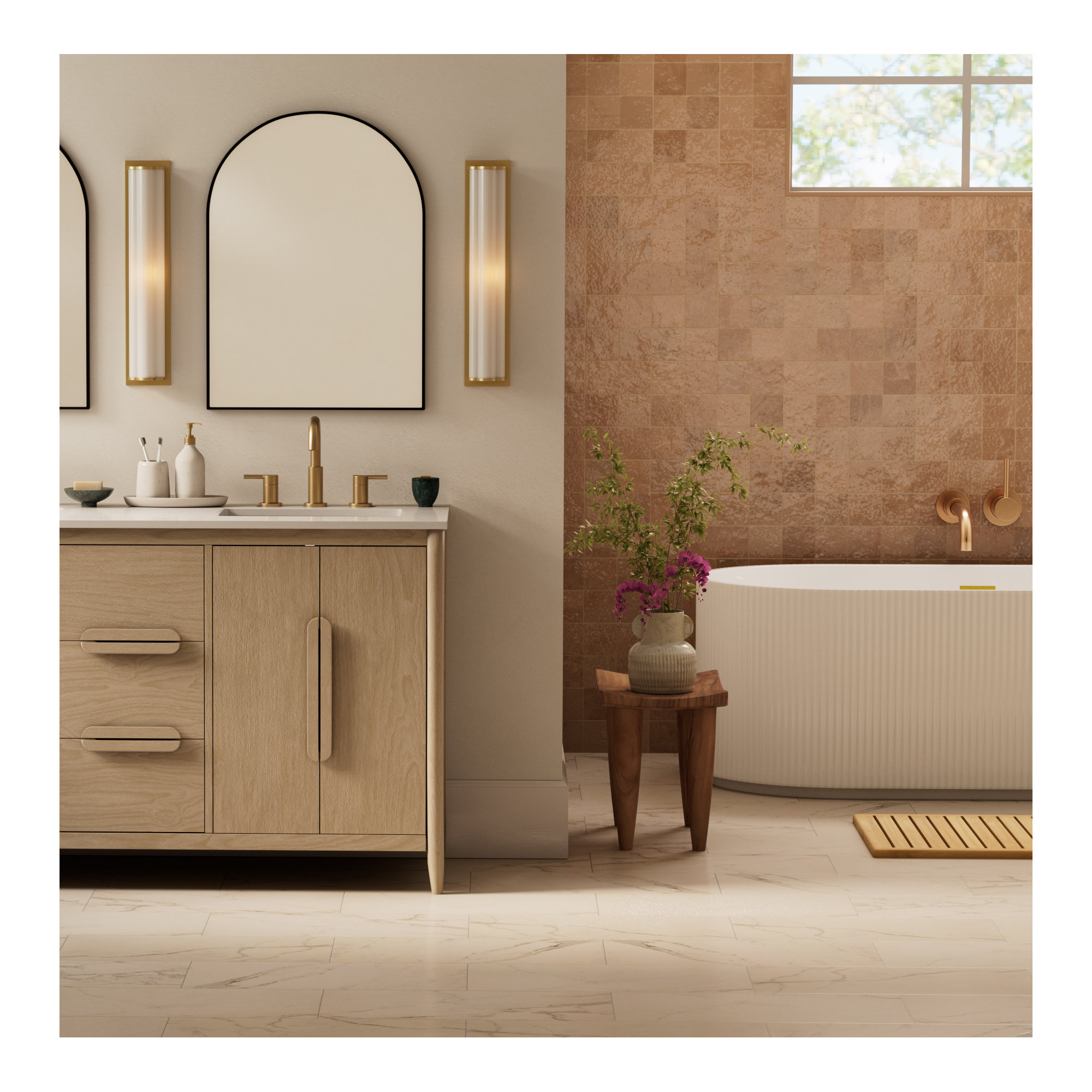 Palazza 12 in. x 24 in. Porcelain Marble Look Floor and Wall Tile, Cielo Morado