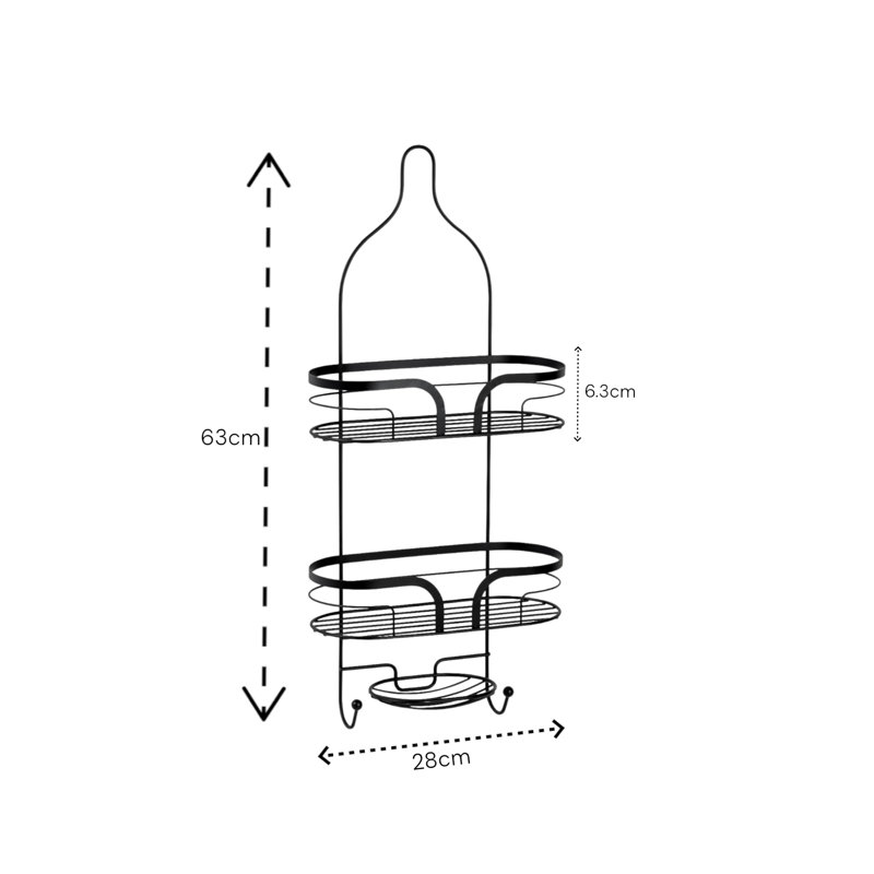 Bodin Frame Mounted Shower Caddy, Matte Black
