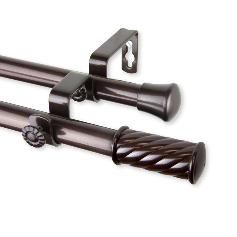 Tringle à rideaux double réglable, Cacao, l 66 à 120 po