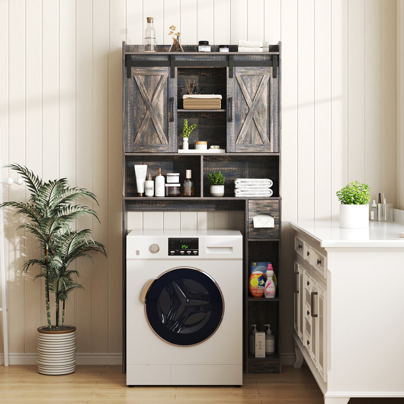 Over The Toilet Storage Cabinet, Dark Rustic Oak