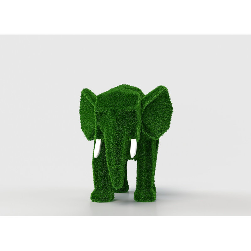 Outdoor Animal Polygonal Elephant Topiary Green Figures
