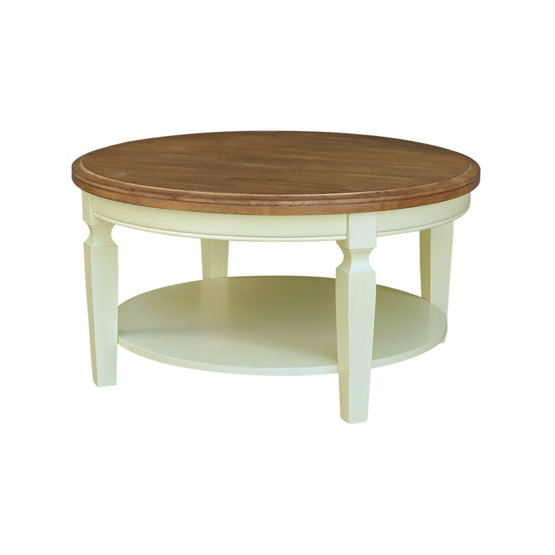 Christos Solid Wood Single Coffee Table, Hickory/Shell White