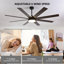 Ventilateur de plafond 72 po avec lumière, télécommande à 6 vitesses, moteur à courant continu réversible, 8 pales modernes avec tiges verticales de 6 po / 12 po / 19,5 po pour la maison ou le commerce-1326296690-1326296673-1326296675