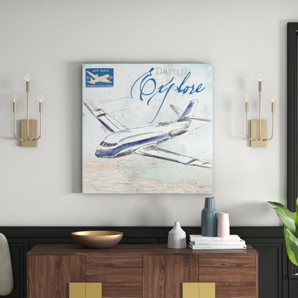 'Airplane I' by Tre Sorelle Studios Vintage Advertisement on Wrapped Canvas