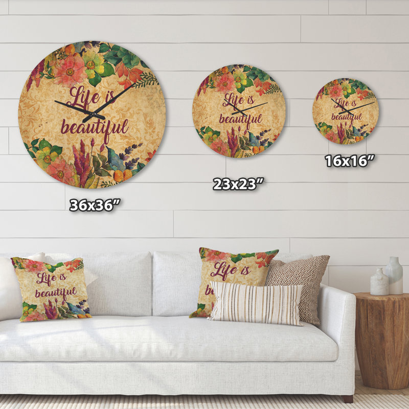 Horloge murale «Life Is Beautiful Butterfly», Très grand