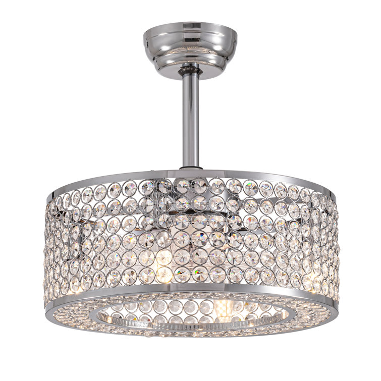 Katyanna 17.7" 8 - Blade Caged Crystal Ceiling Fan with Remote Control and Light Kit Included