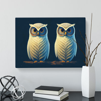 Symmetrical Owls - Wrapped Canvas