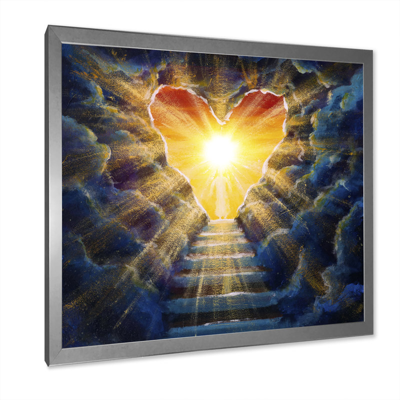 Stairway to He Heaven - Peinture, H 30 po x l 30 po x P 1 po, Impression argent sur toile encadrée