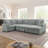 U-Shaped Striped Upholstered Sofa With Storage-614689684