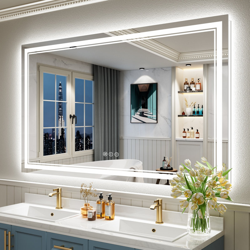 Jayce LED Vanity Mirror with Memory Function, 3 Color Temperatures & Dimmable Light, Anti-fog Tempered Glass ETL Listed Mirror
