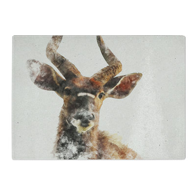 A Curious Antelope Watercolour Chopping Board
