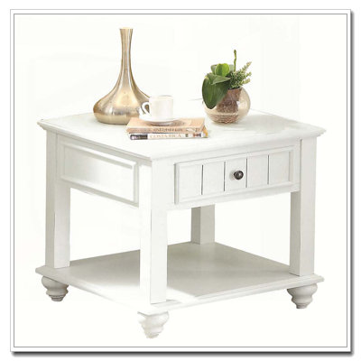 Table de bout blanche avec tablette inférieure
