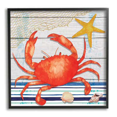 Art nautique encadré giclée par crabe rouge