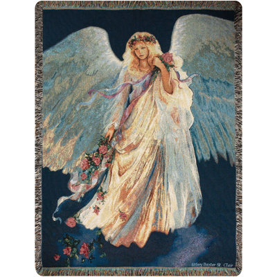 Manual Woodworkers & Weavers Messenger of Love Cotton Tapestry Throw 50 x 60 Inch