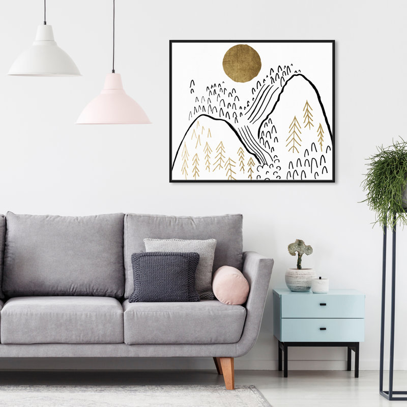 «Moon Over The Mountains», reproduction, H 15 po x l 18 po, Cadre noir
