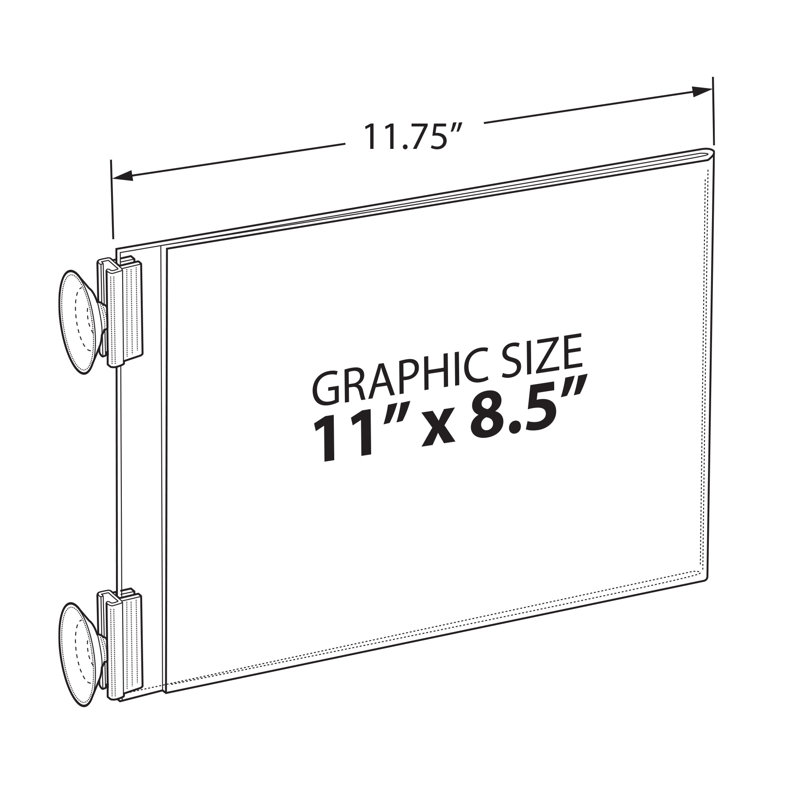Azar Displays 11" X 8.5" 10pk Two Sided Acrylic Sign Holder with Suction Cup Grippers