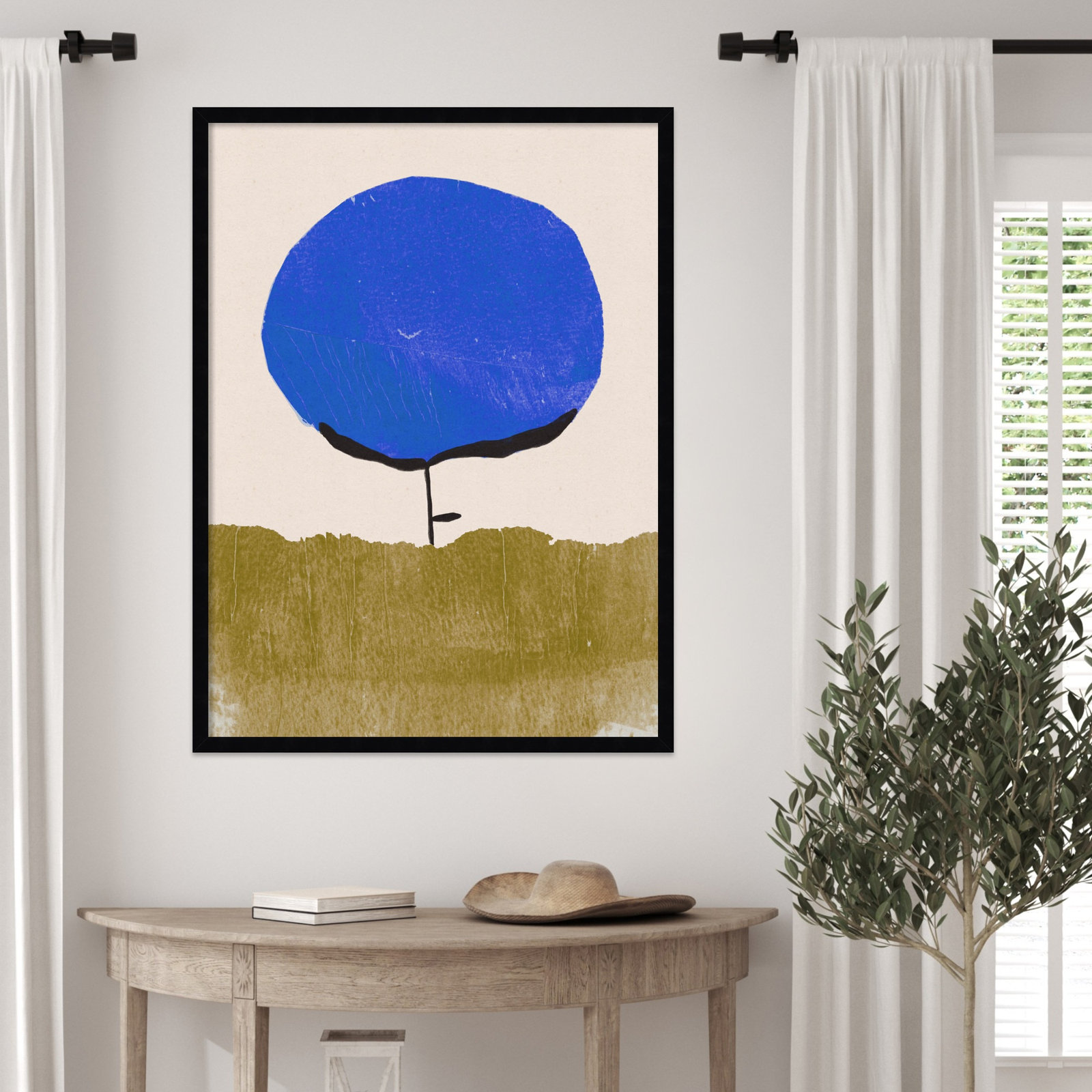 Blue Flower Print by Alisa Galitsyna, 33" H x 25" W, Black