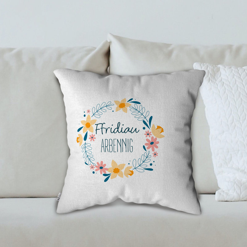 Floral White Square Cushion Cover