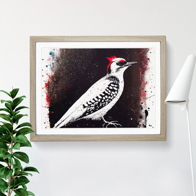 Dramatic Woodpecker Bird Abstract - Single Picture Frame Painting