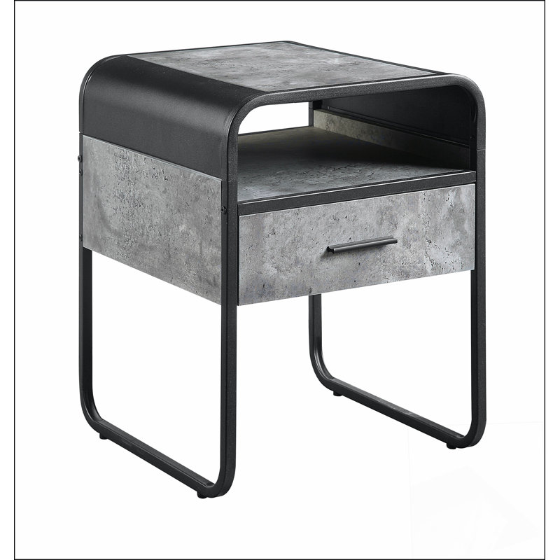 Raziela Concrete  &  Finish End Table with Drawer