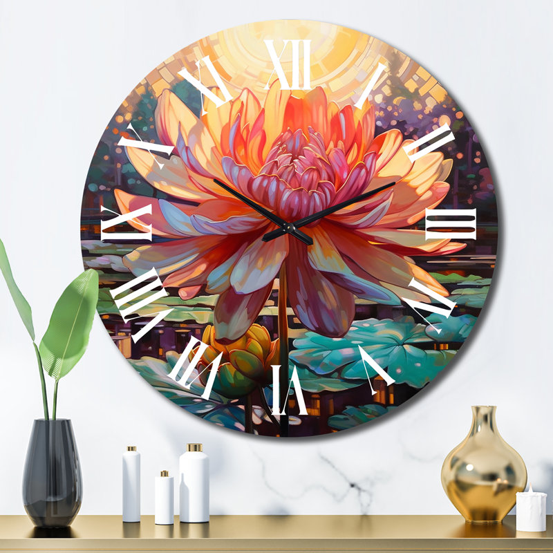 Horloge murale «Chrysanthemum in Lake Retro», Grand