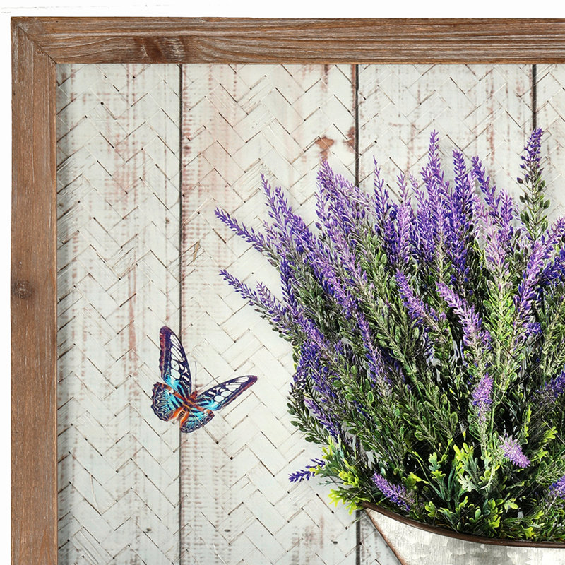 Wood and Bamboo Weave Lavender Frame 19.5x19