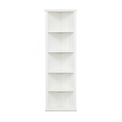 2x 75.25'' Tall Triangle Sided Bookshelves, Set of Two 5-Tier Sided Bookcase, - White - Olny Sold with Paired Cabinets
