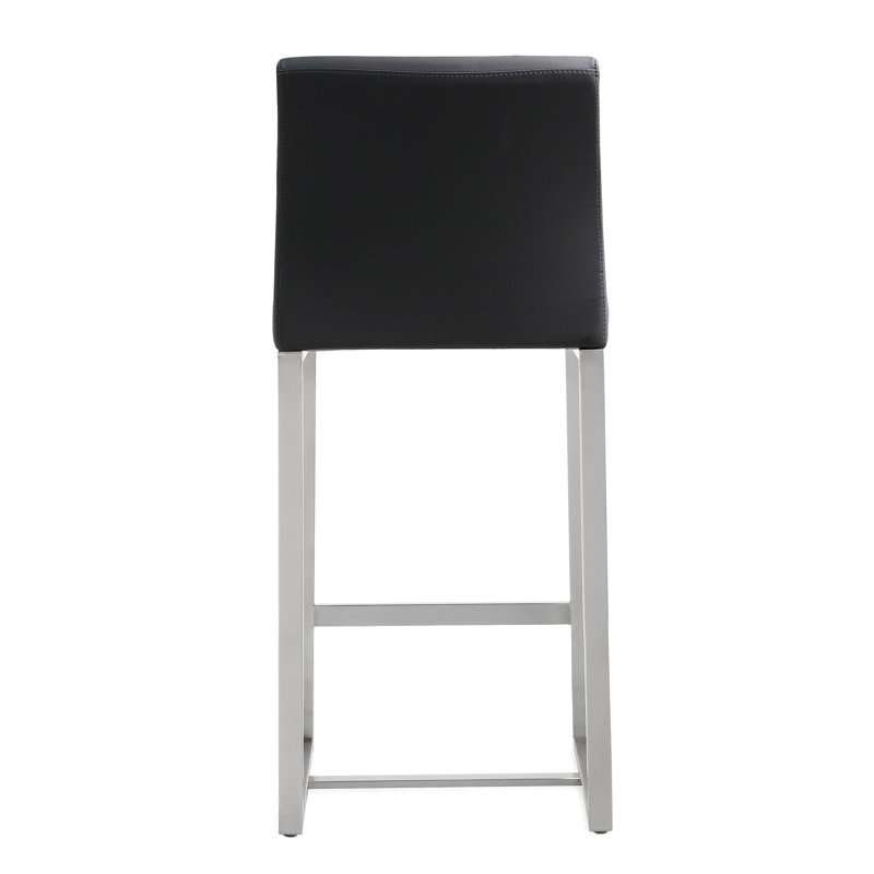 Upholstered Counter Stool with Metal Frame, Black/Silver, 68.6cm