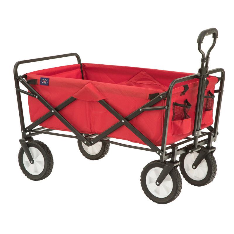 Red Steel Frame Collapsible Outdoor Utility Wagon