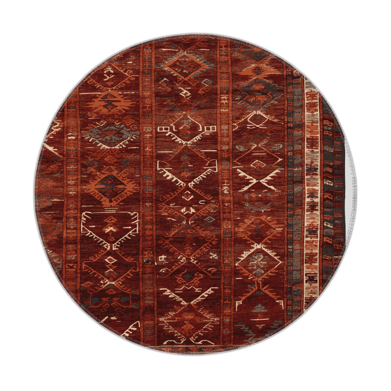 Tapis turc intérieur et extérieur brun, Rond 5 pi
