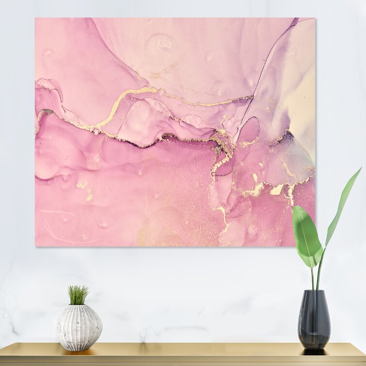 " Pink Marble Waves II " Painting Print on Canvas