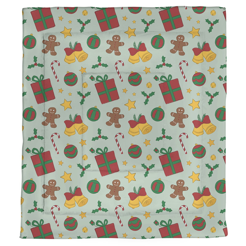 Modern & Contemporary Polyester Baffle Box Stitch Comforter, Twin XL Comforter, Green/Red/Brown